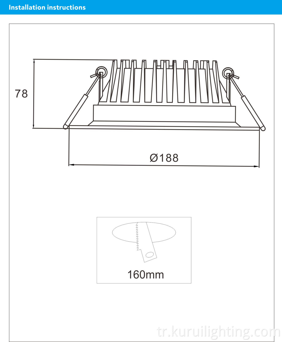 25W Led Round Downlight Size